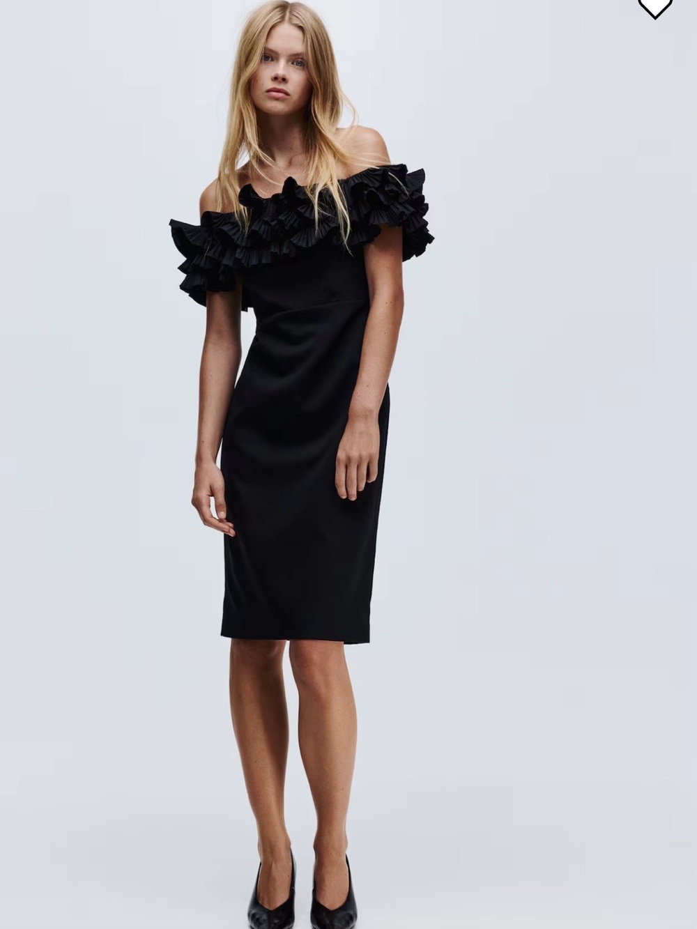 H&M Black One-Shoulder Ruffle Sheath Dress